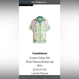 Casablanca Shirt 
Like New 
Worn onecw
men’s small/women’s oversized Small